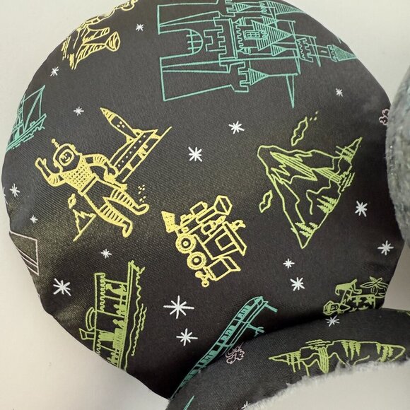 Disney Minnie Mouse Ears Headband 100th Anniversary Print Silver Star Bow - Picture 3 of 5